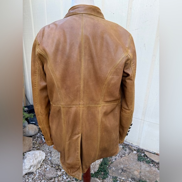 Free People We the Free Sheep Leather Horizons Military Jacket Button Tan Boho - Picture 6 of 10